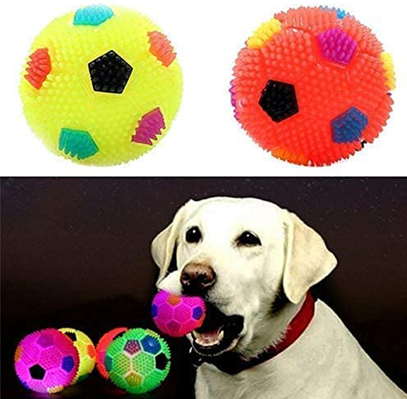 LED Whistle Squeaky Squeaker Sound Ball for Puppy, Dog Pet Chew Playing Rubber Ball Toy Small Pet Only - 1 Pieces